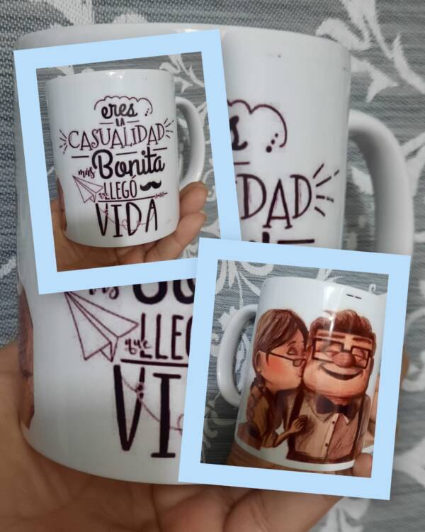 Mugs oreja y fondo blanco mensajes conmemorativos