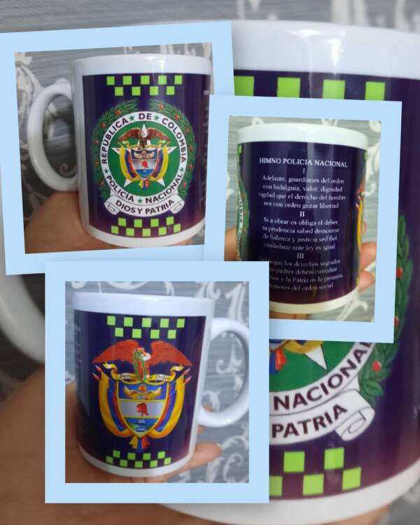 Mugs oreja y fondo blanco Edición especial Policía Nacional de los colombianos